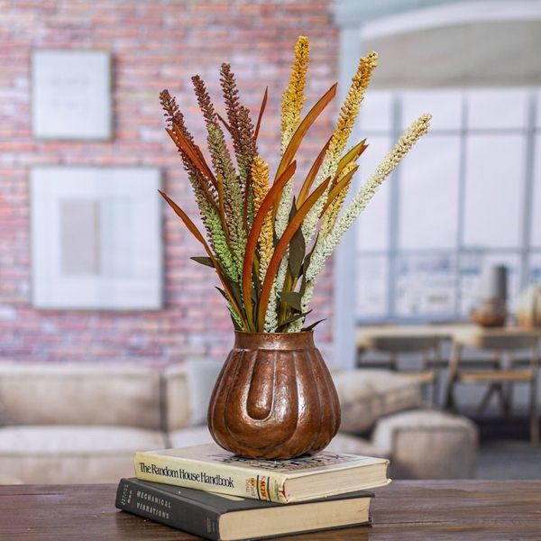Alternate image for Textured Copper Vase Handcrafted in Mexico Fluid Textures