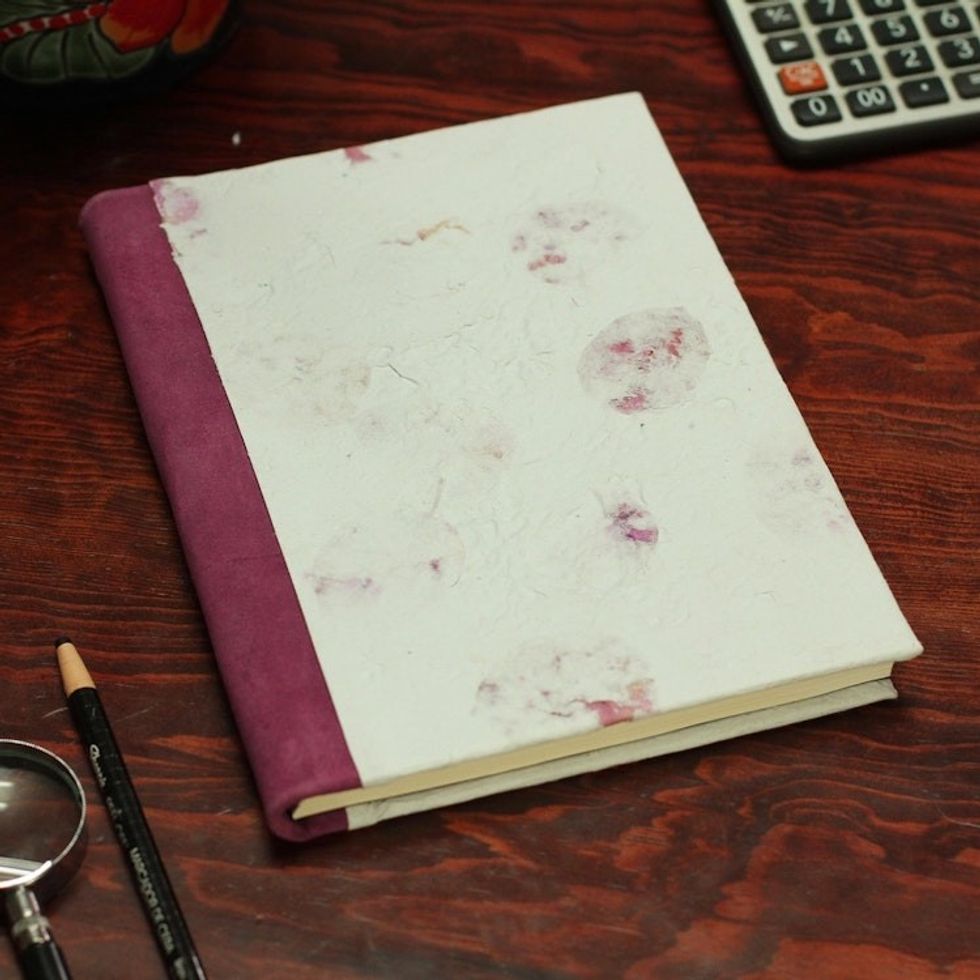 Recycled Paper Journal in White from Mexico 'Rosy Rain'
