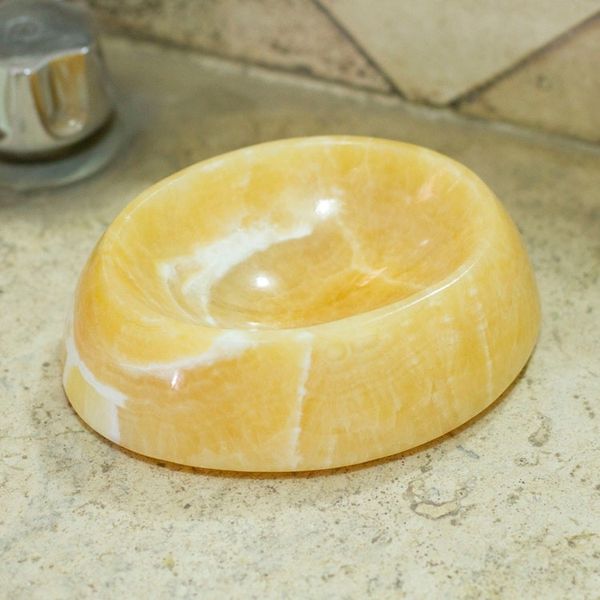 Alternate image for Peach Onyx Soap Dish Hand Crafted in Mexico Onyx Bubble