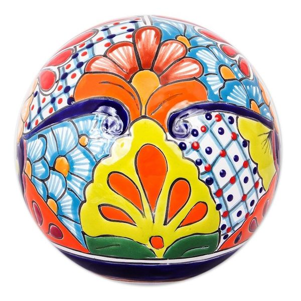 Alternate image for Floral Talavera-Style Ceramic Decorative Accent from Mexico Summer Designs