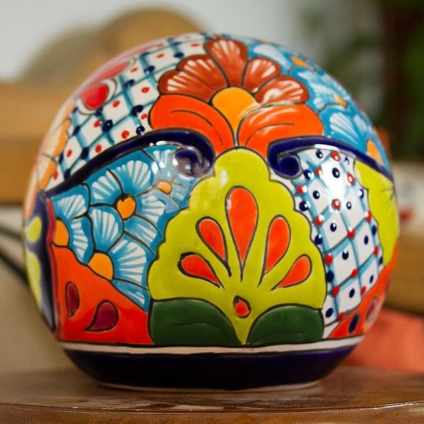 Alternate image for Floral Talavera-Style Ceramic Decorative Accent from Mexico Summer Designs