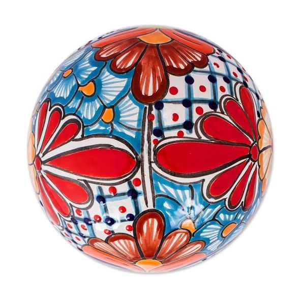 Alternate image for Floral Talavera-Style Ceramic Decorative Accent from Mexico Summer Designs
