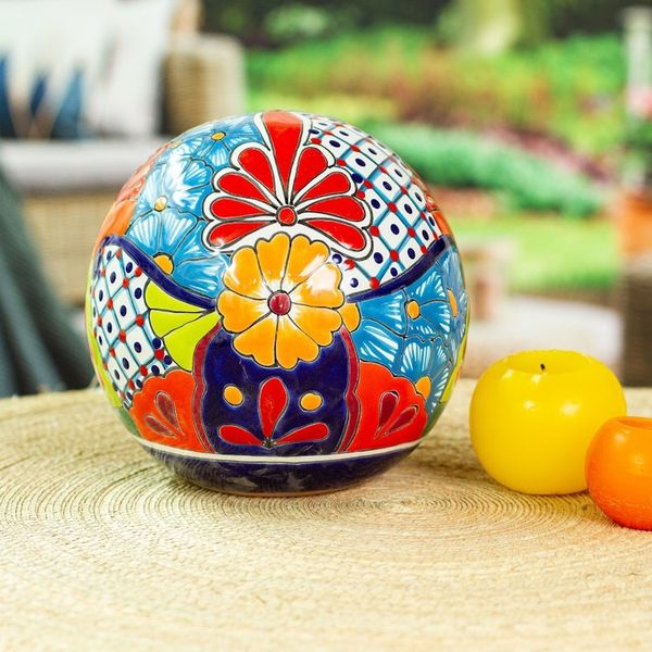 Alternate image for Floral Talavera-Style Ceramic Decorative Accent from Mexico Summer Designs
