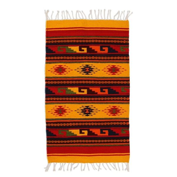 Alternate image for Zapotec Wool Rug 2 X 3 Hand Loomed in Mexico Morning Stars