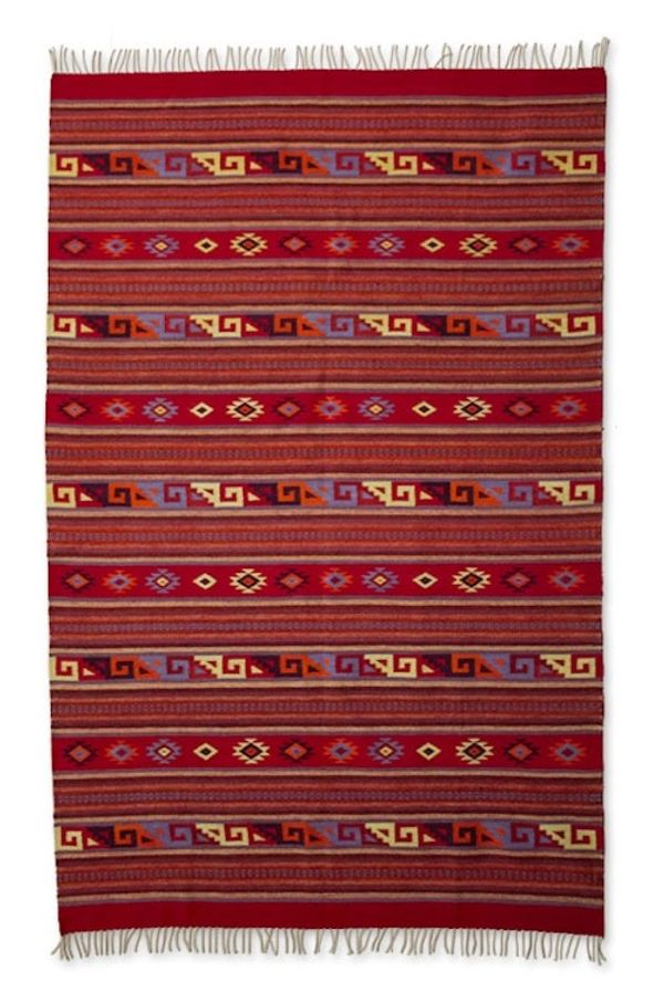 Alternate image for Zapotec wool rug 6.5x10 Scarlet Paths