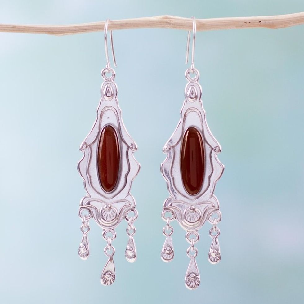 Carnelian chandelier earrings 'History's Promise'