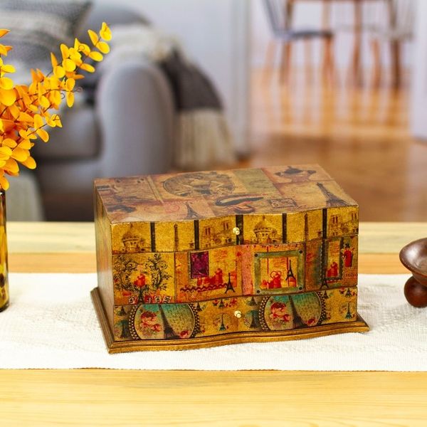 Alternate image for Handcrafted Decoupage Jewellery Box with Mirror and Drawer France in Mexico