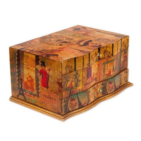Alternate image for Handcrafted Decoupage Jewellery Box with Mirror and Drawer France in Mexico