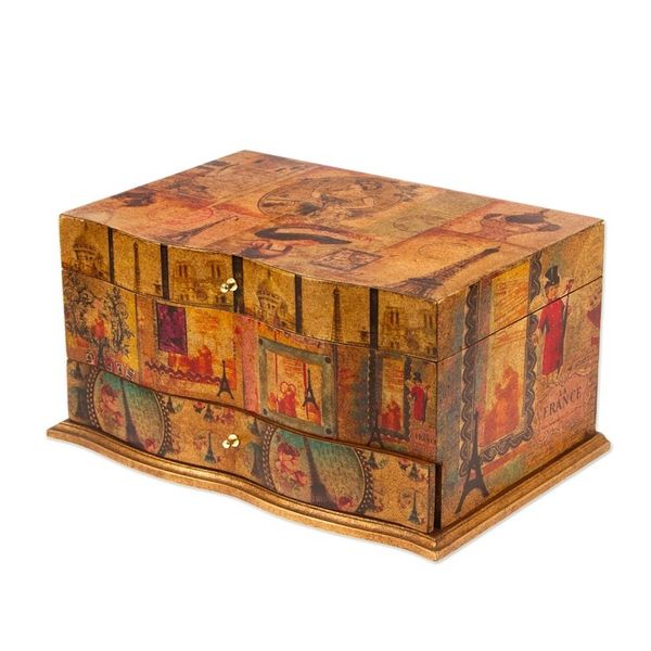 Alternate image for Handcrafted Decoupage Jewellery Box with Mirror and Drawer France in Mexico