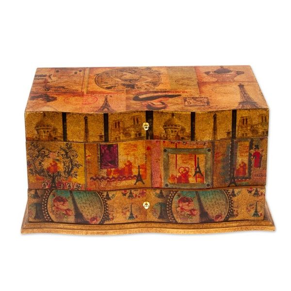 Alternate image for Handcrafted Decoupage Jewellery Box with Mirror and Drawer France in Mexico