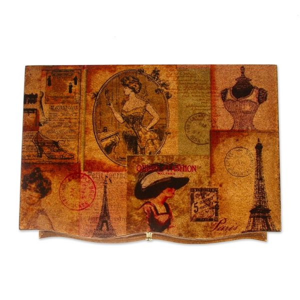 Alternate image for Handcrafted Decoupage Jewellery Box with Mirror and Drawer France in Mexico