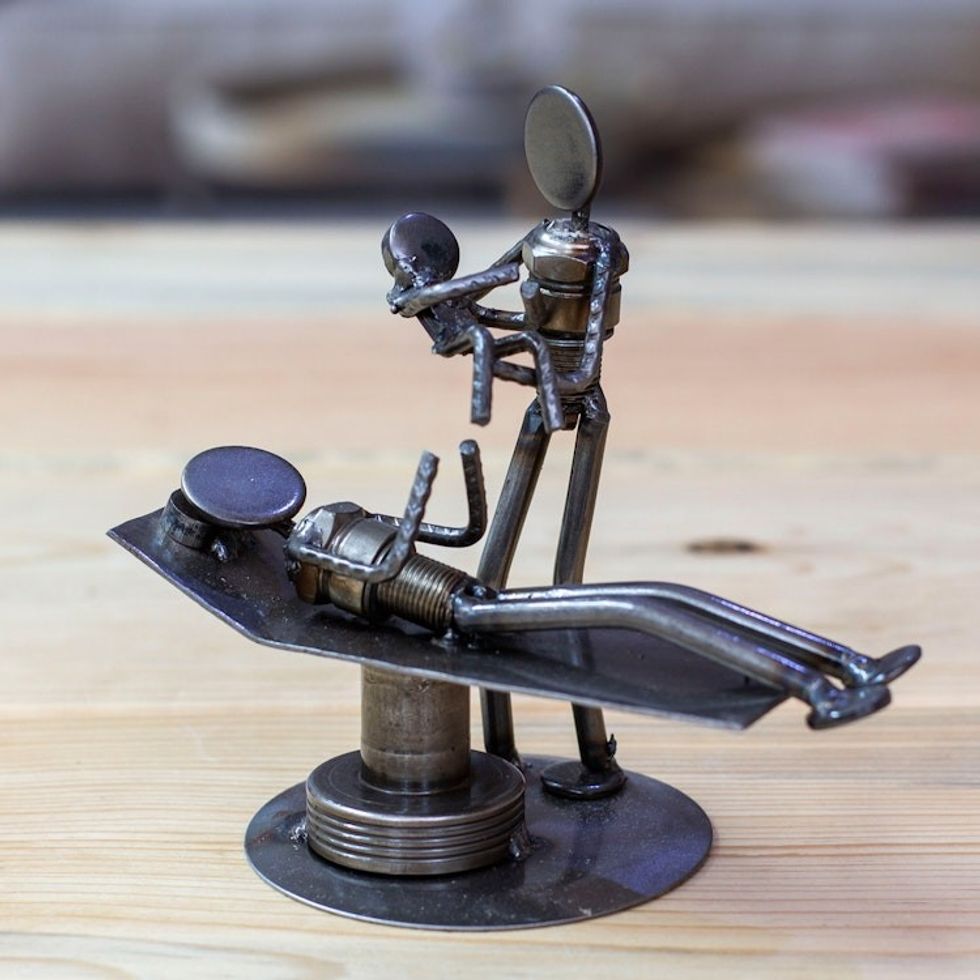 Hand Crafted Recycled Auto Parts and Metal Sculpture 'Baby is Born'