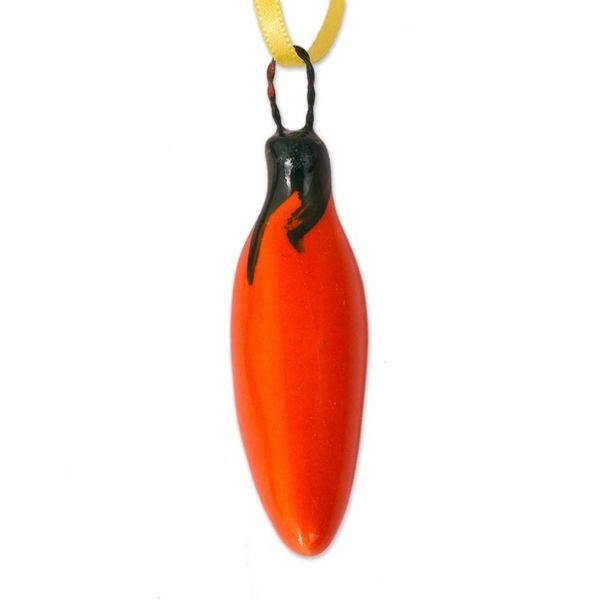 Alternate image for Orange Ceramic Serrano Pepper Ornaments Set of 4 Serrano Peppers in Orange