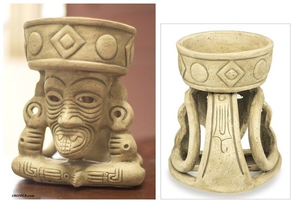 Alternate image for Handmade Aztec Archaeologyl Ceramic Sculpture Ancient Fire God