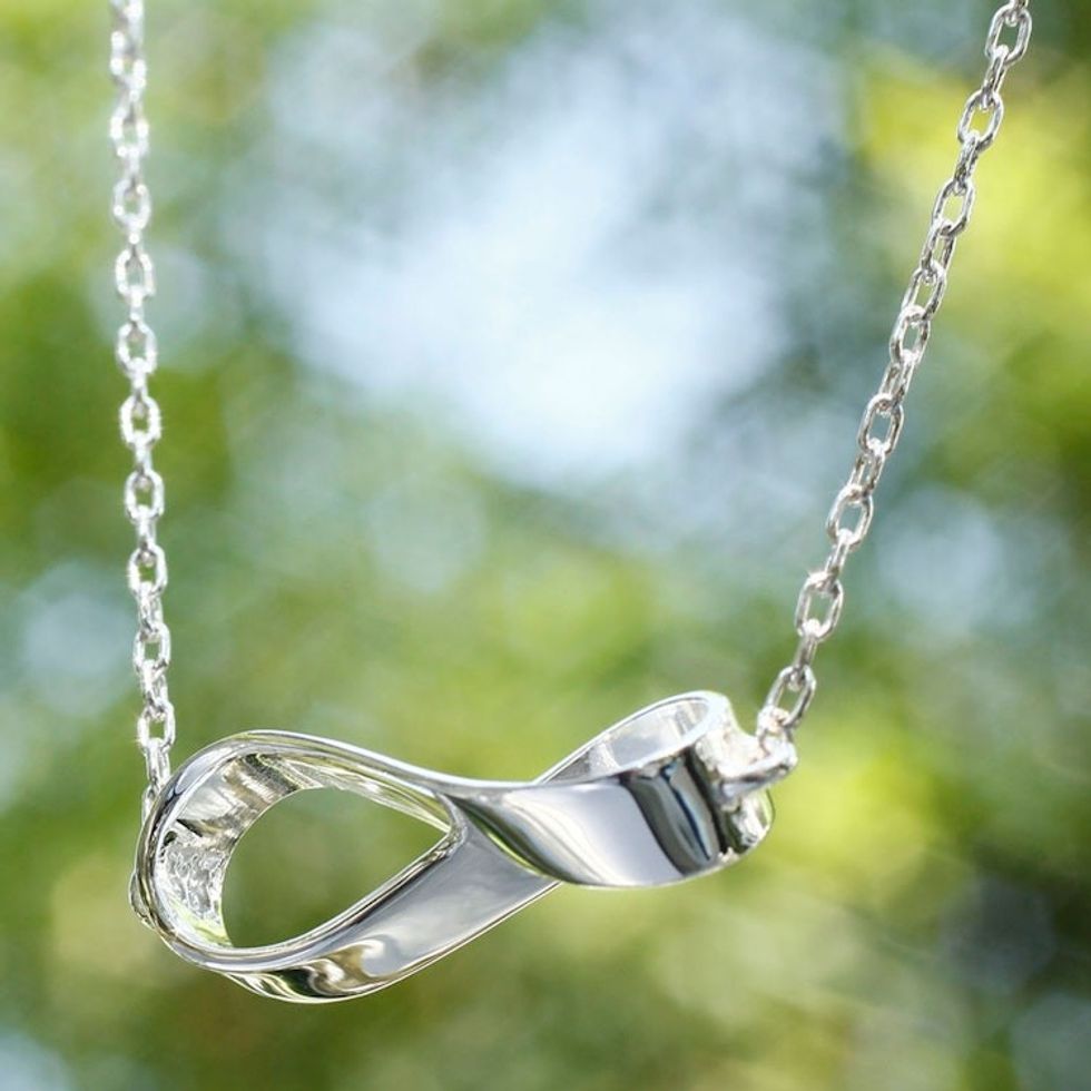 Hand Crafted Taxco Silver Pendant Necklace 'Infinite Maya'