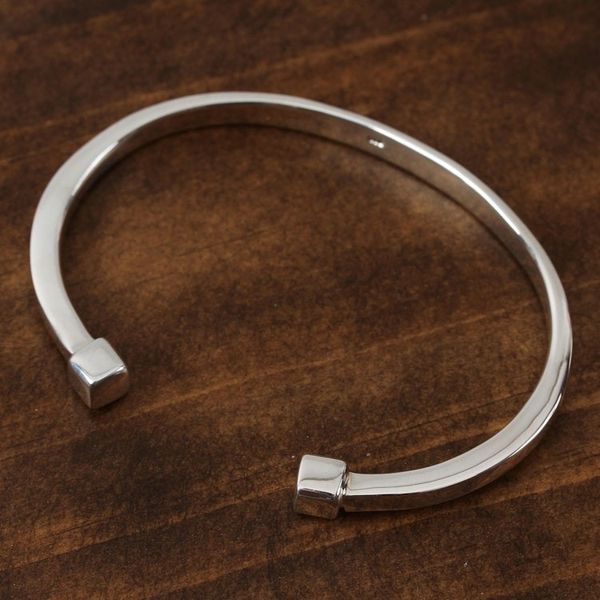 Alternate image for High-Polish Sterling Silver Cuff Bracelet from Mexico Beginning and End