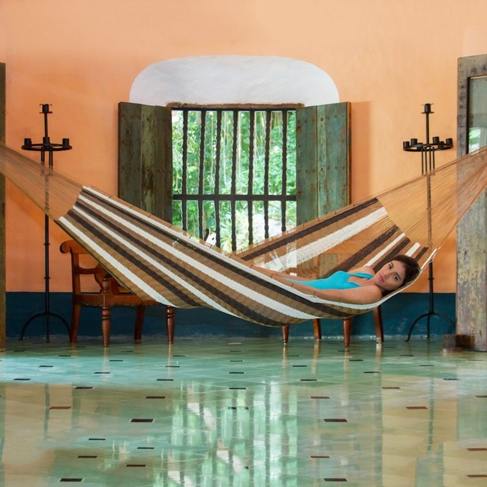 Hand Woven Maya Hammock in Chocolate and Coffee Brown 'Coffee and Chocolate'