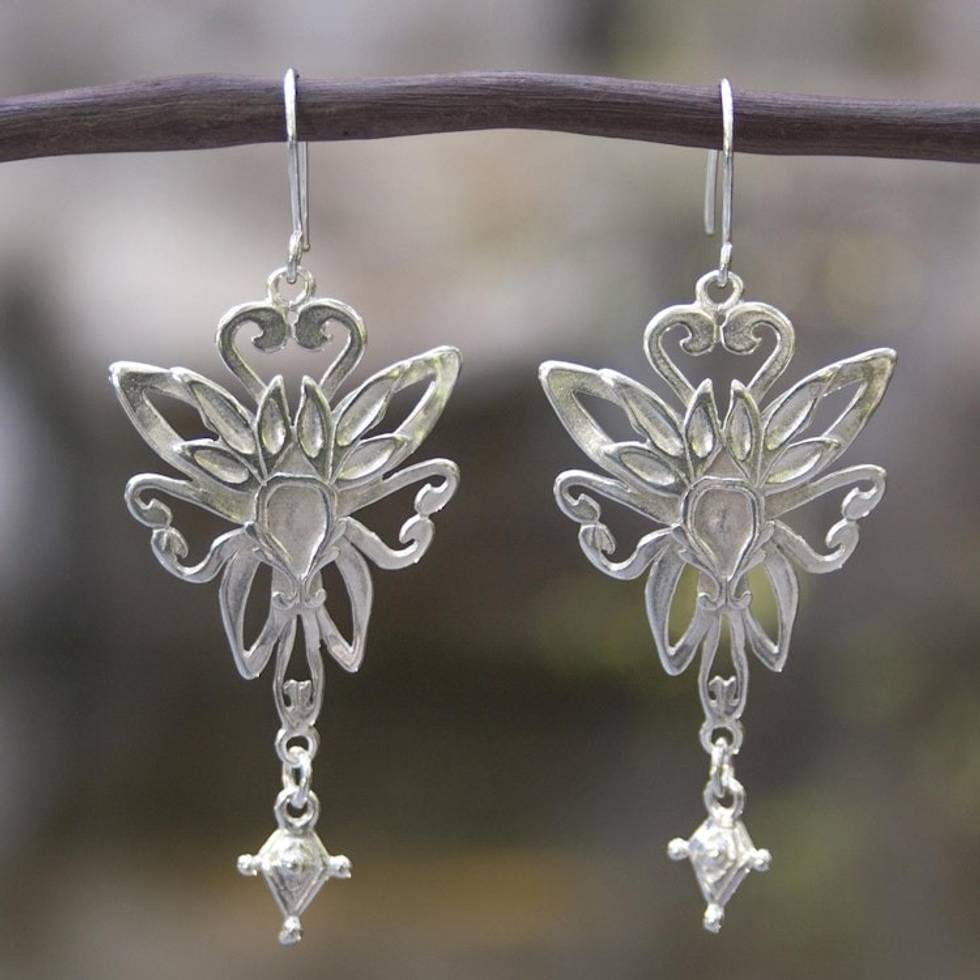 Unique Taxco Silver Sterling Dangle Earrings 'Fairies'