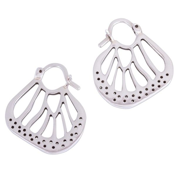 Alternate image for Monarch Wing Taxco Sterling Silver Hoop Earrings from Mexico Monarch Magic