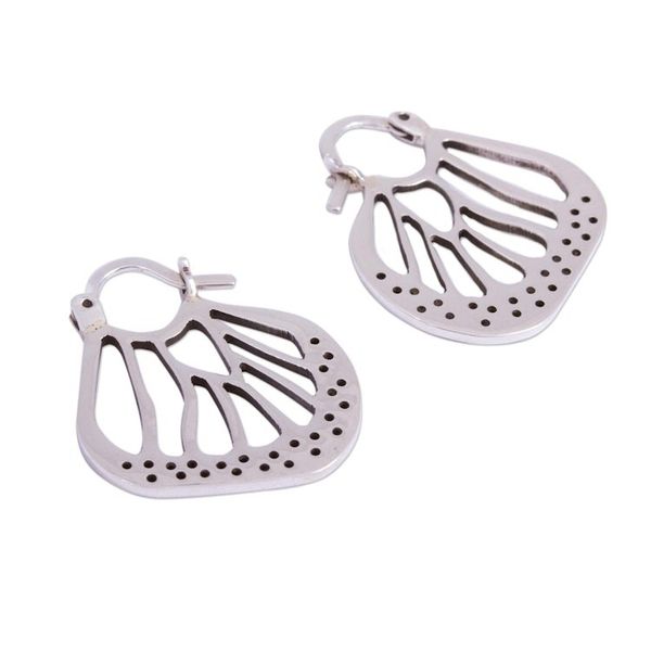 Alternate image for Monarch Wing Taxco Sterling Silver Hoop Earrings from Mexico Monarch Magic