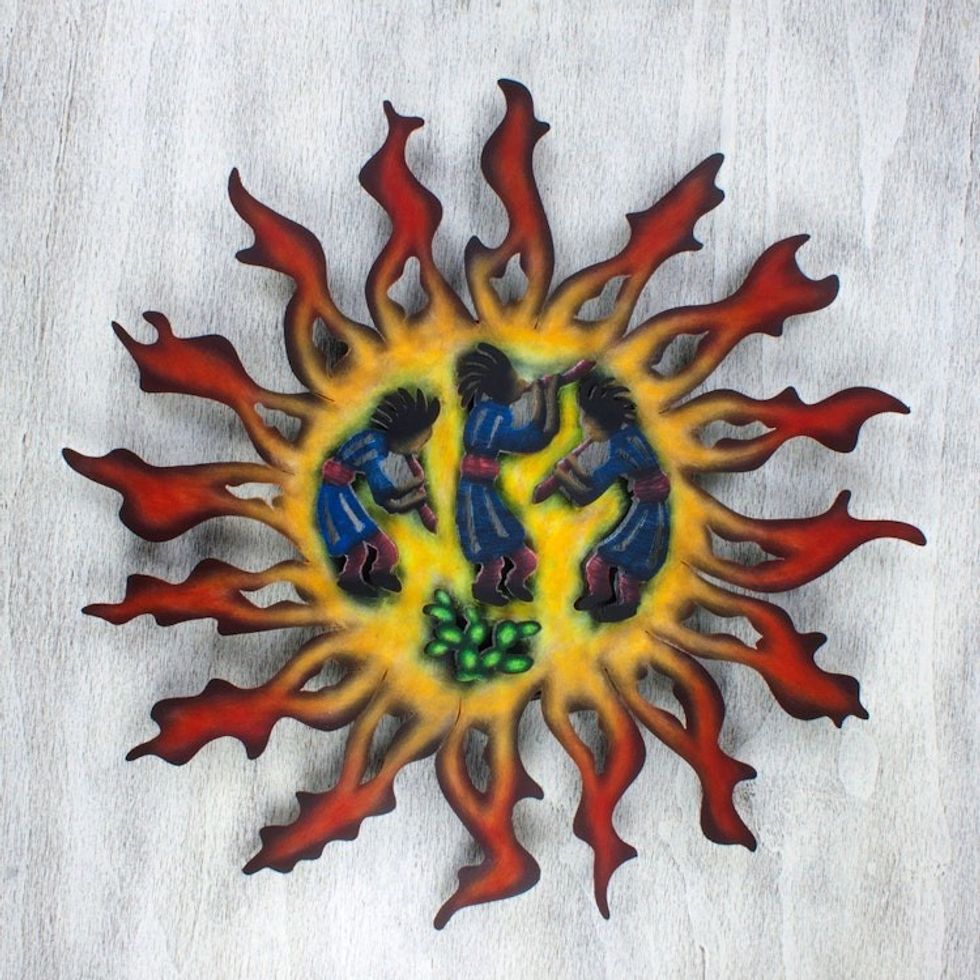 Collectible Kokopelli Steel Wall Art 'Sun Dancers'