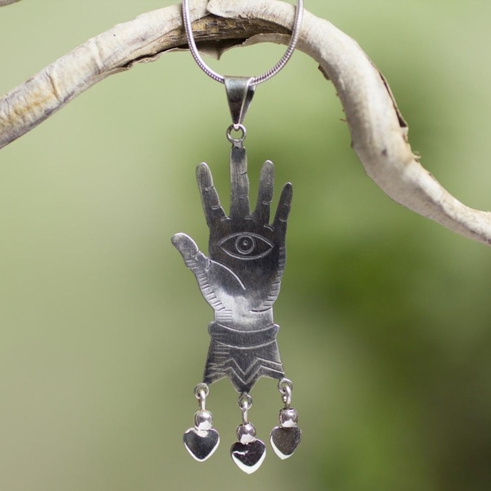 Sterling Silver Necklace Taxco Artisan Jewelry 'All-Seeing Eye'