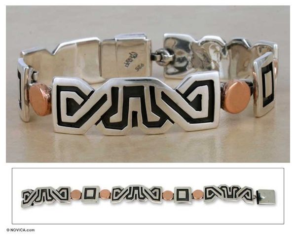 Alternate image for Sterling silver link bracelet Solar Frieze