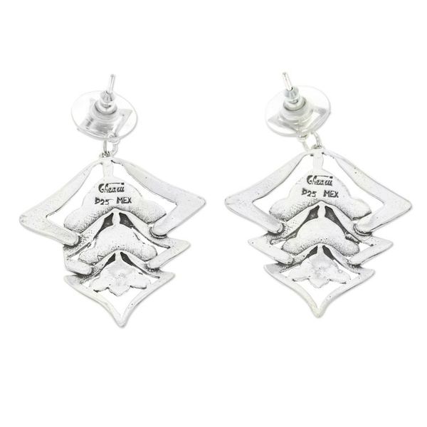 Alternate image for Elegant Sterling Silver Flower Earrings Floral Lanterns