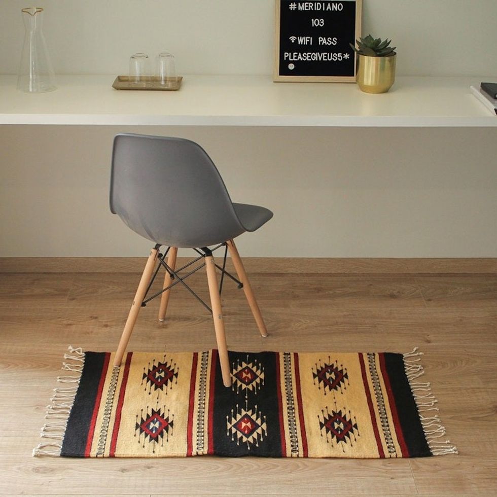 Unique Geometric Wool Rug 2x3.5 'Sixth Sun'