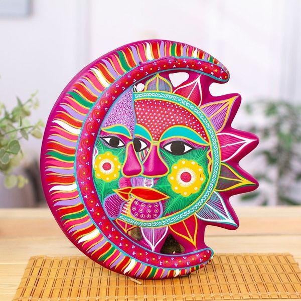 Alternate image for Fair Trade Sun and Moon Ceramic Wall Art Magical Eclipse