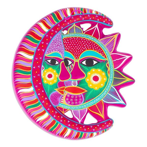 Alternate image for Fair Trade Sun and Moon Ceramic Wall Art Magical Eclipse