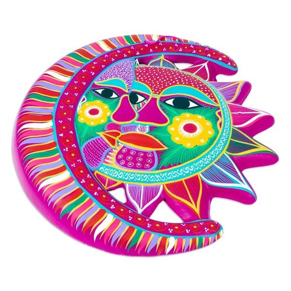 Alternate image for Fair Trade Sun and Moon Ceramic Wall Art Magical Eclipse