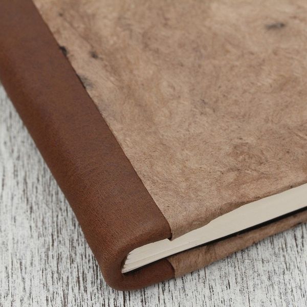 Alternate image for Leather Accent Recycled Paper Journal in Brown from Mexico Cherished Memories