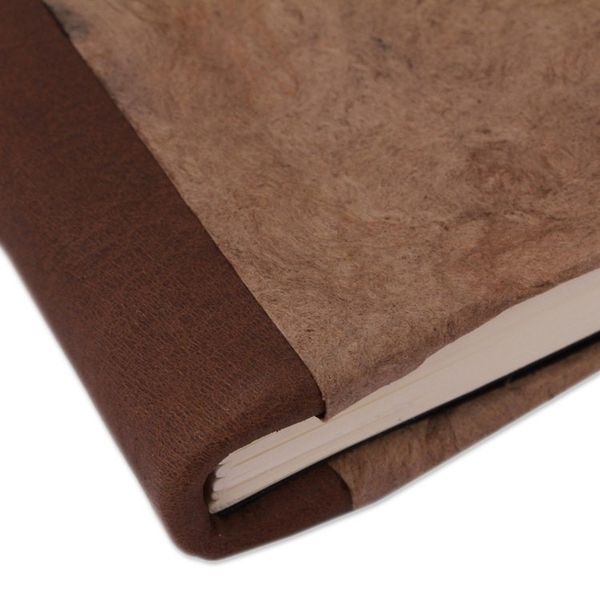 Alternate image for Leather Accent Recycled Paper Journal in Brown from Mexico Cherished Memories