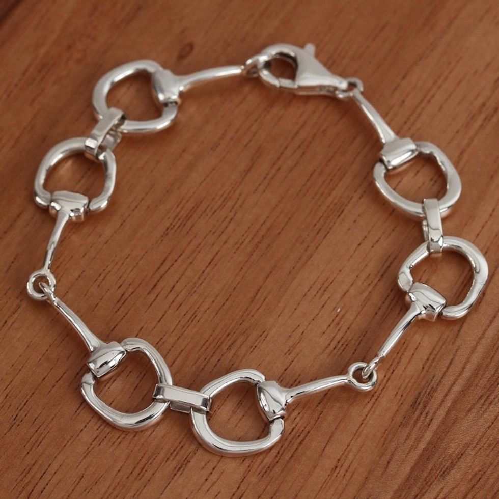 High-Polish Sterling Silver Link Bracelet from Mexico 'Enlaced'