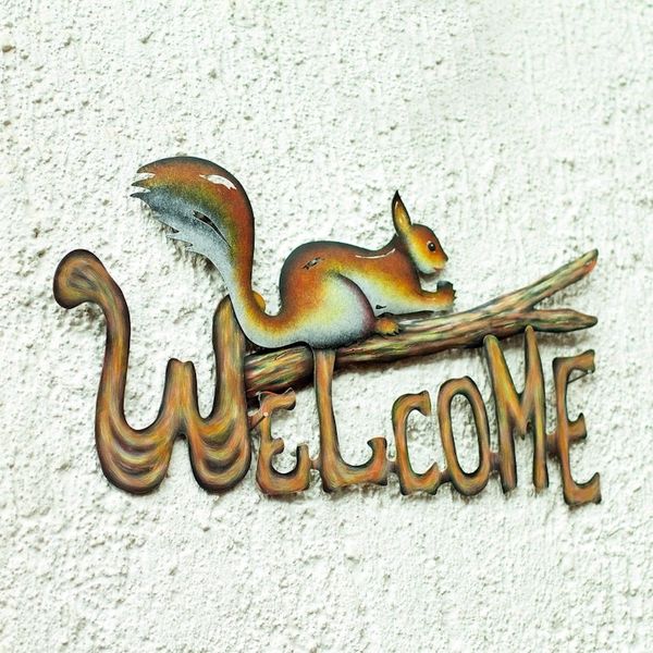 Alternate image for Steel Welcome Sign Outdoor Living Busy Squirrel