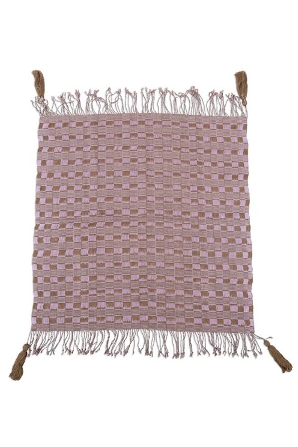 Alternate image for Handwoven Cotton Scarf in Sepia and Lilac from Mexico Old Lilac