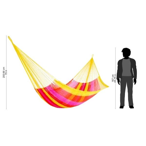 Alternate image for Hand Woven Nylon Pink Yellow Hammock Double from Mexico Candy Delight