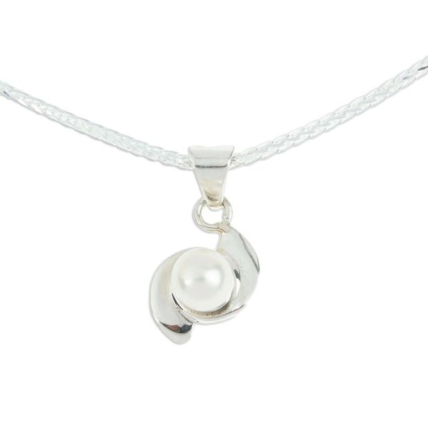 Alternate image for Fine Silver Cultured Pearl Necklace Handmade in Mexico Taxco Pinwheels