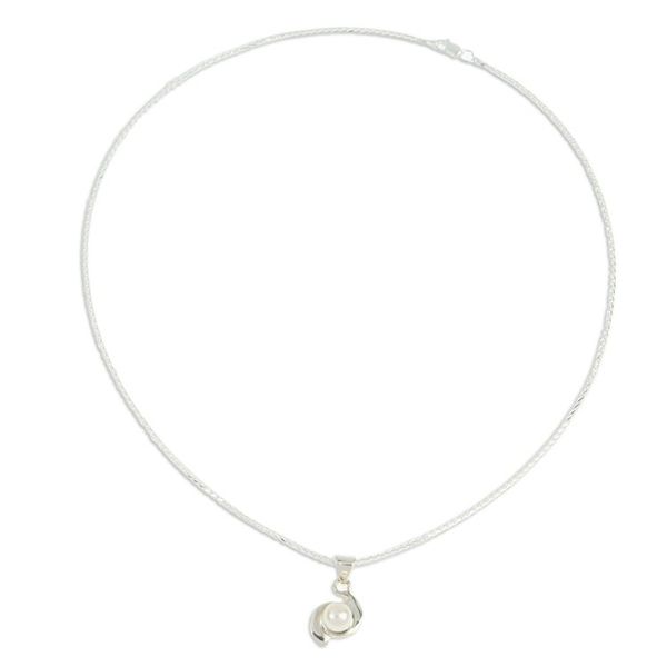 Alternate image for Fine Silver Cultured Pearl Necklace Handmade in Mexico Taxco Pinwheels