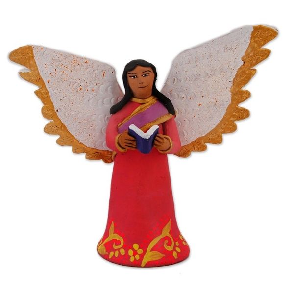Alternate image for Hand-Painted Ceramic Sculpture of an Angel with a Book Studious Angel