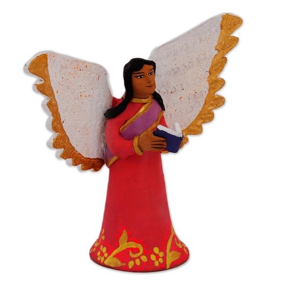 Alternate image for Hand-Painted Ceramic Sculpture of an Angel with a Book Studious Angel
