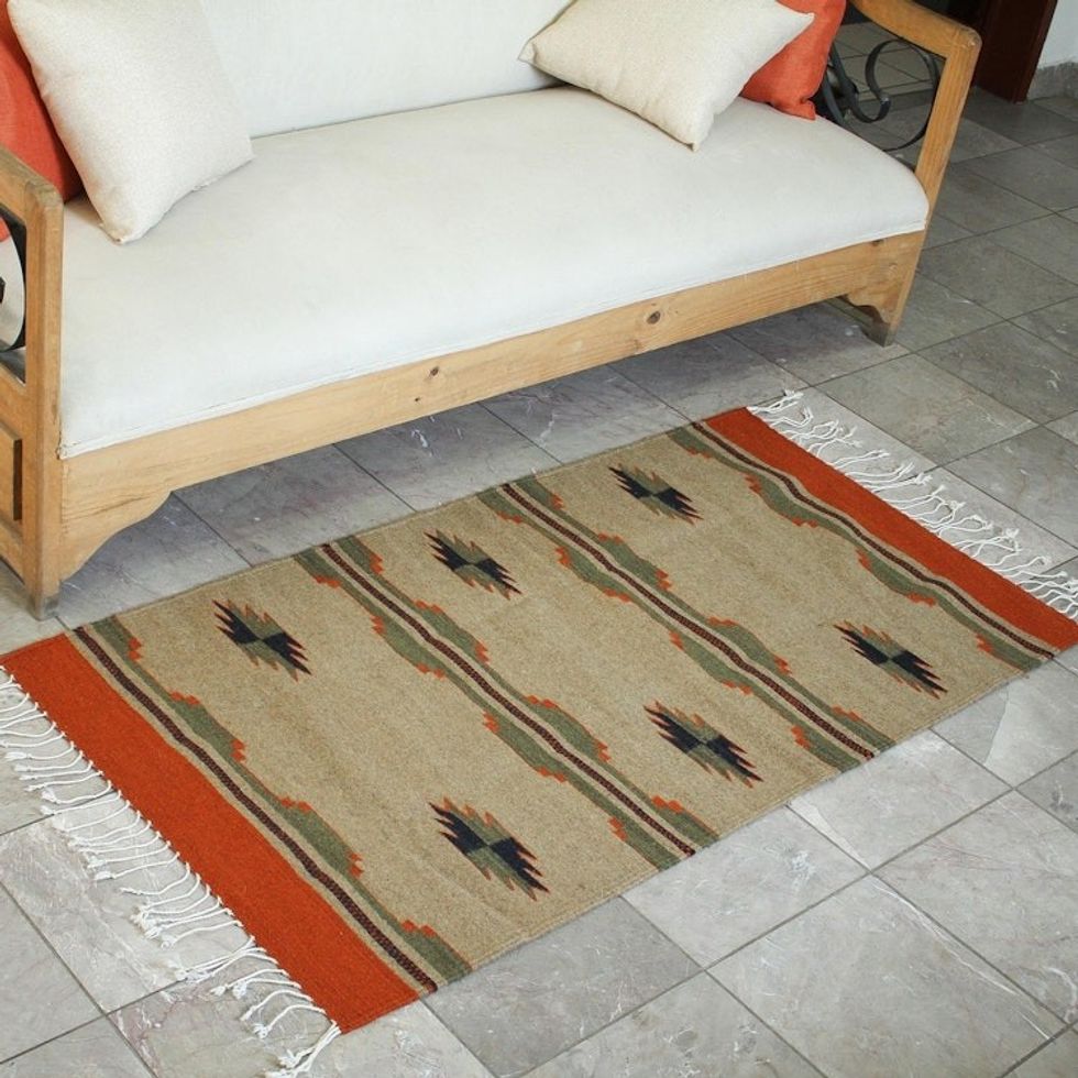 Authentic Zapotec Rug 2.5x5 'Green Visions'