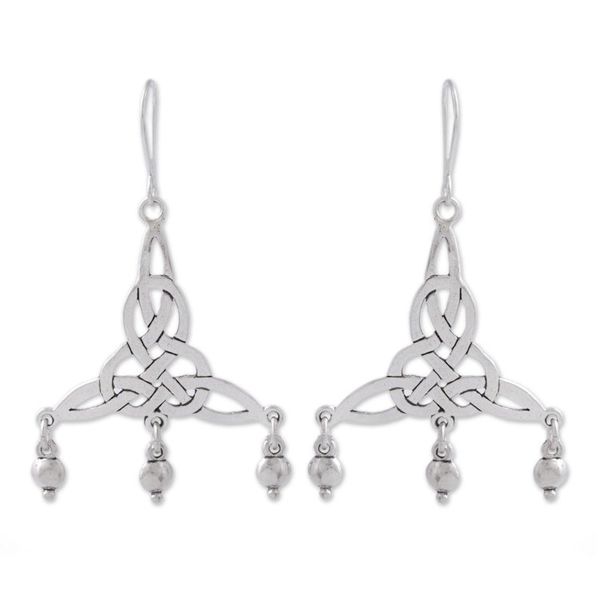 Alternate image for Sterling Silver Knot Motif Chandelier Earrings from Mexico Wonderful Knots