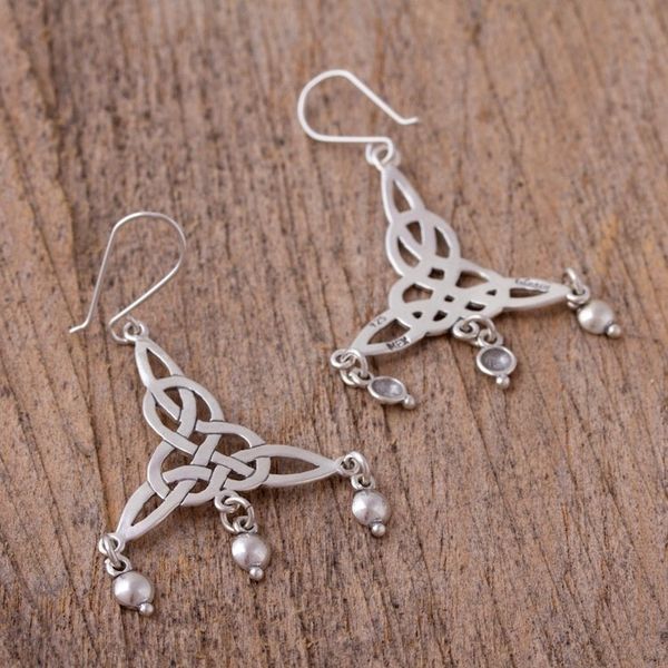Alternate image for Sterling Silver Knot Motif Chandelier Earrings from Mexico Wonderful Knots
