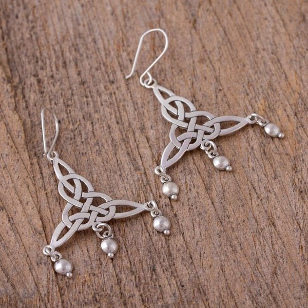 Alternate image for Sterling Silver Knot Motif Chandelier Earrings from Mexico Wonderful Knots