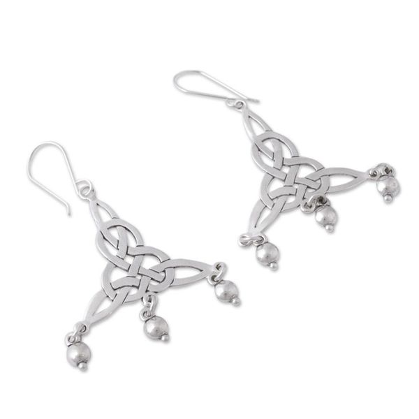 Alternate image for Sterling Silver Knot Motif Chandelier Earrings from Mexico Wonderful Knots