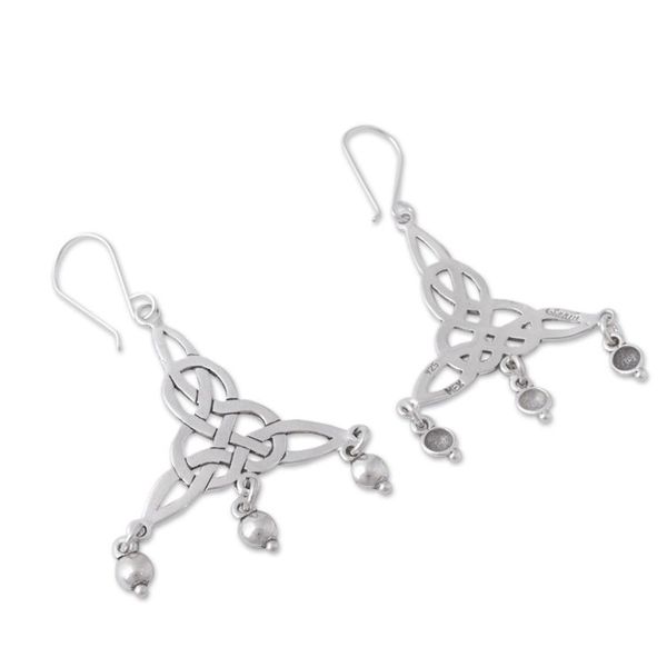 Alternate image for Sterling Silver Knot Motif Chandelier Earrings from Mexico Wonderful Knots