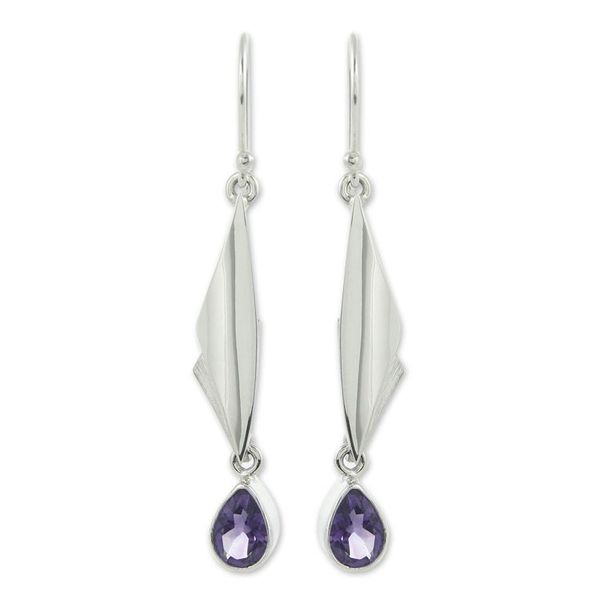 Alternate image for Amethyst dangle earrings On Silver Wings