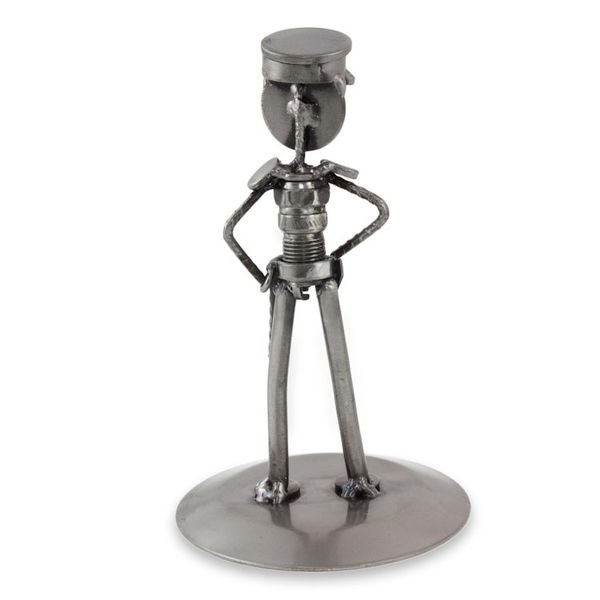 Alternate image for Upcycled Metal and Auto Part Police Officer Sculpture Rustic Police Officer